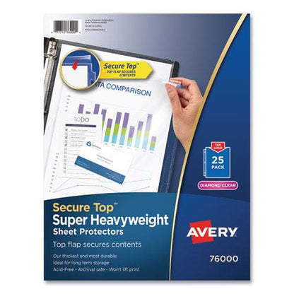 Avery Secure Top Sheet Protectors Super Heavy Gauge Letter Diamond Clear 25/pack - School Supplies - Avery®