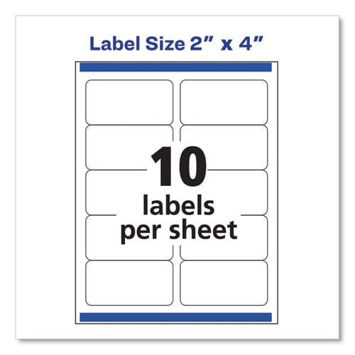 Avery Shipping Labels W/ Trueblock Technology Inkjet Printers 2 X 4 White 10/sheet 10 Sheets/pack - Office - Avery®