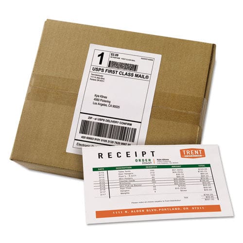 Avery Shipping Labels With Paper Receipt Bulk Pack Inkjet/laser Printers 5.06 X 7.63 White 100/box - Office - Avery®