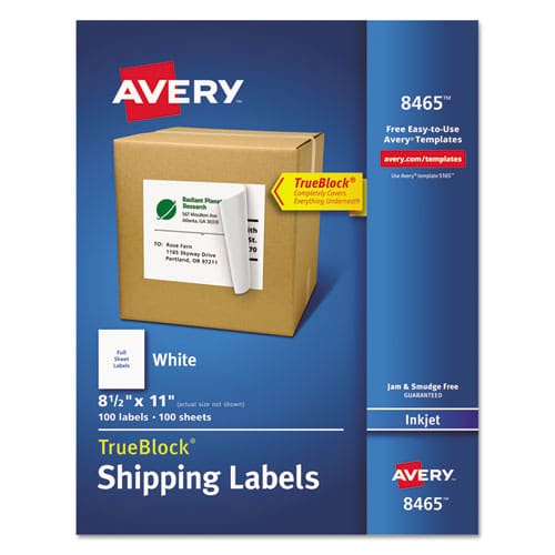 Avery Shipping Labels With Trueblock Technology Inkjet Printers 8.5 X 11 White 100/box - Office - Avery®