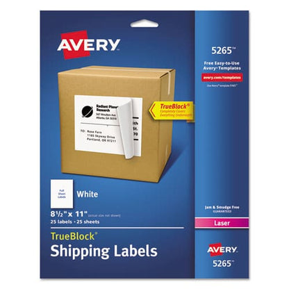 Avery Shipping Labels With Trueblock Technology Laser Printers 8.5 X 11 White 25/pack - Office - Avery®