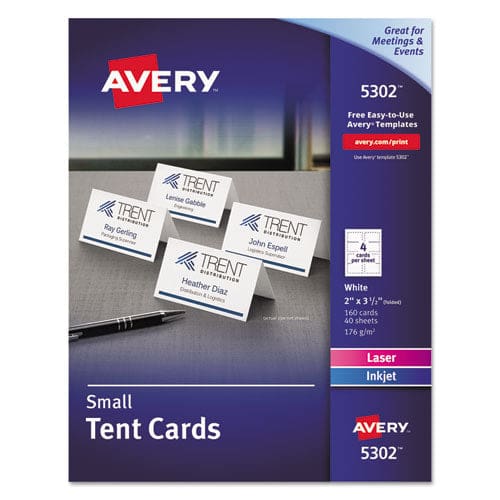 Avery Small Tent Card White 2 X 3.5 4 Cards/sheet 40 Sheets/pack - Office - Avery®