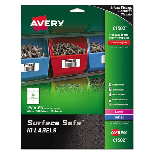 Avery Surface Safe Id Labels Inkjet/laser Printers 0.88 X 2.63 White 33/sheet 25 Sheets/pack - Office - Avery®
