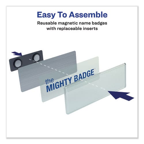 Avery The Mighty Badge Name Badge Holder Kit Horizontal 3 X 1 Laser Silver 4 Holders/32 Inserts - Office - Avery®