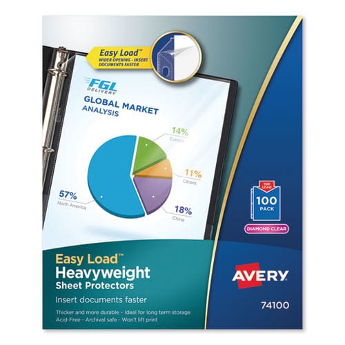 Avery Top-load Poly Sheet Protectors Heavy Gauge Letter Diamond Clear 100/box - School Supplies - Avery®