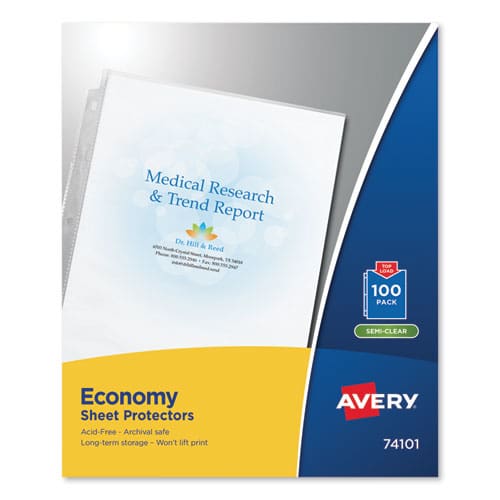 Avery Top-load Sheet Protector Economy Gauge Letter Semi-clear 100/box - School Supplies - Avery®