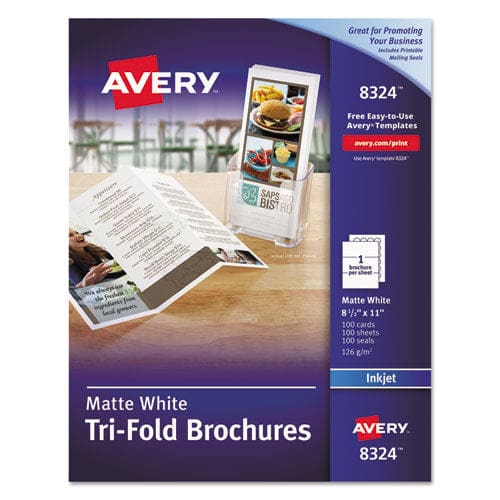 Avery Tri-fold Brochures 92 Bright 85 Lb Text Weight 8.5 X 11 Matte White 100/pack - Office - Avery®