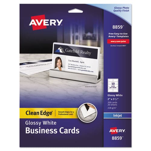 Avery True Print Clean Edge Business Cards Inkjet 2 X 3.5 Glossy White 200 Cards 10 Cards Sheet 20 Sheets/pack - Office - Avery®