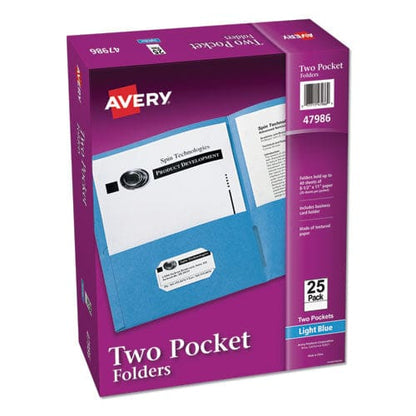 Avery Two-pocket Folder 40-sheet Capacity 11 X 8.5 Light Blue 25/box - School Supplies - Avery®