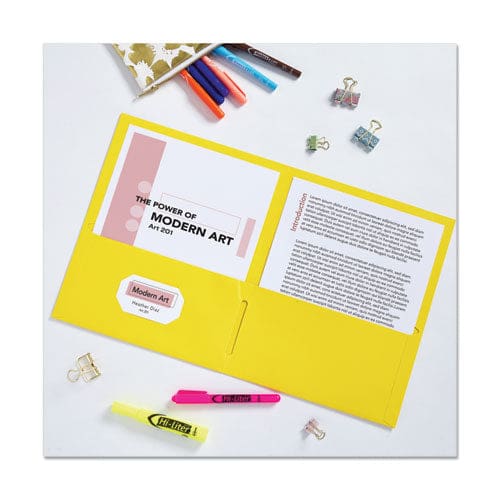 Avery Two-pocket Folder 40-sheet Capacity 11 X 8.5 Yellow 25/box - School Supplies - Avery®
