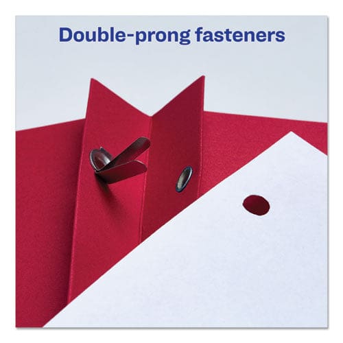 Avery Two-pocket Folder Prong Fastener 0.5 Capacity 11 X 8.5 Red 25/box - School Supplies - Avery®