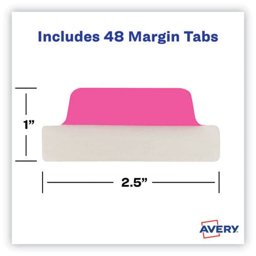 Avery Ultra Tabs Repositionable Tabs Margin Tabs: 2.5 X 1 1/5-cut Assorted Neon Colors 48/pack - Office - Avery®