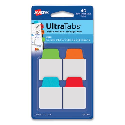 Avery Ultra Tabs Repositionable Tabs Mini Tabs: 1 X 1.5 1/5-cut Assorted Colors 40/pack - Office - Avery®