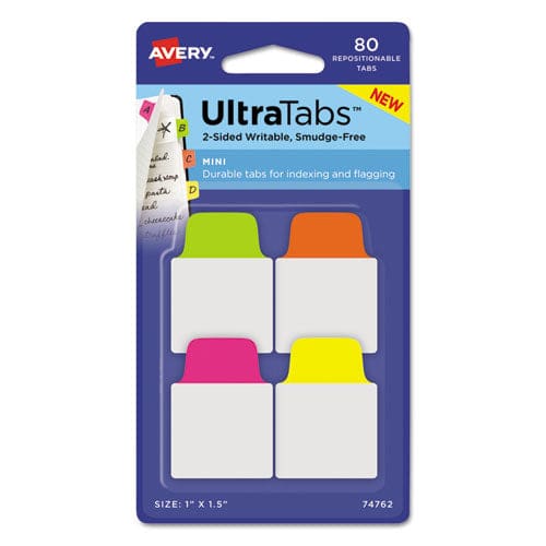Avery Ultra Tabs Repositionable Tabs Mini Tabs: 1 X 1.5 1/5-cut Assorted Pastel Colors 40/pack - Office - Avery®