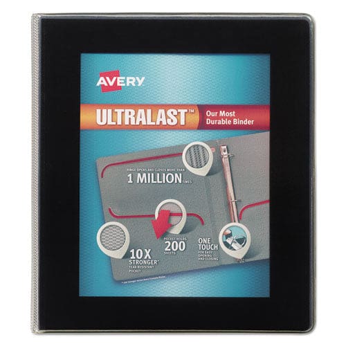 Avery Ultralast Heavy-duty View Binder With One Touch Slant Rings 3 Rings 1 Capacity 11 X 8.5 Black - School Supplies - Avery®