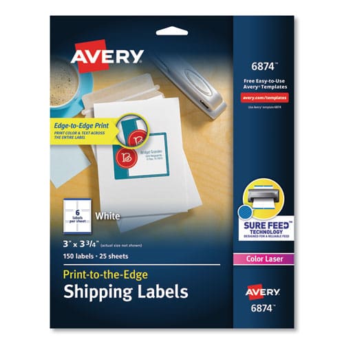 Avery Vibrant Inkjet Color-print Labels W/ Sure Feed 2 X 4 Matte White 200/pk - Office - Avery®