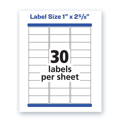 Avery Waterproof Address Labels With Trueblock And Sure Feed Laser Printers 1 X 2.63 White 30/sheet 50 Sheets/pack - Office - Avery®