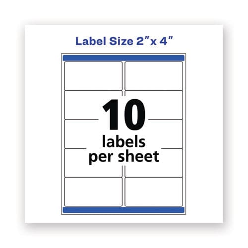 Avery Waterproof Shipping Labels With Trueblock And Sure Feed Laser Printers 2 X 4 White 10/sheet 50 Sheets/pack - Office - Avery®