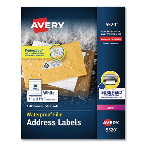 Avery Waterproof Shipping Labels With Trueblock Technology Laser Printers 5.5 X 8.5 White 2/sheet 50 Sheets/pack - Office - Avery®