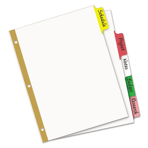 Avery Write And Erase Big Tab Paper Dividers 5-tab 11 X 8.5 White Assorted Tabs 1 Set - School Supplies - Avery®