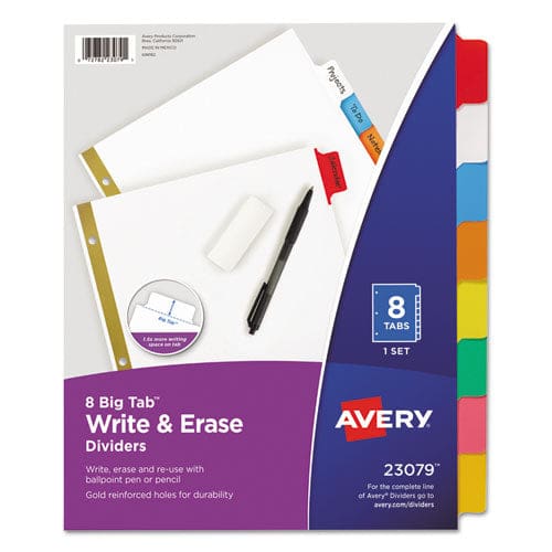 Avery Write And Erase Big Tab Paper Dividers 5-tab 11 X 8.5 White Assorted Tabs 1 Set - School Supplies - Avery®