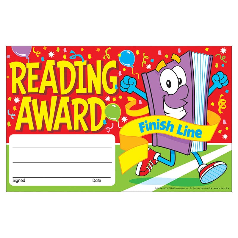 Awards Reading Award Finish Line (Pack of 8) - Awards - Trend Enterprises Inc.