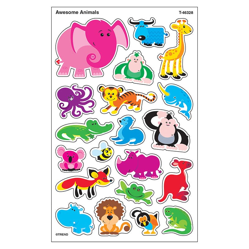 Awesome Animals Supershapes Stickers Large (Pack of 12) - Stickers - Trend Enterprises Inc.