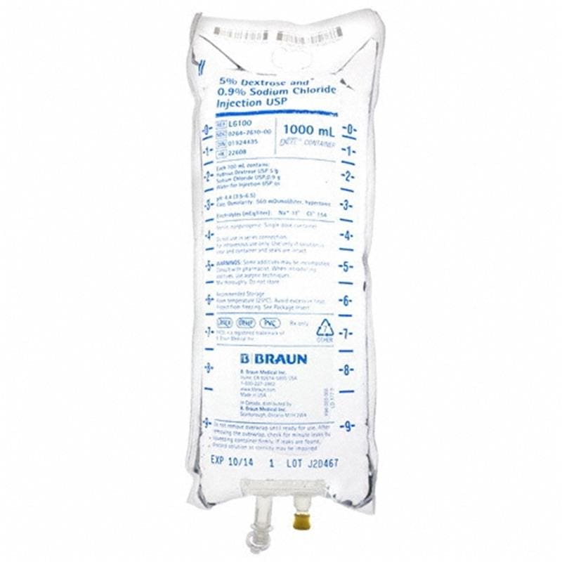 B Braun Medical 5% Dextrose.9% Nacl 1000Ml Bag Case of 12 - Item Detail - B Braun Medical