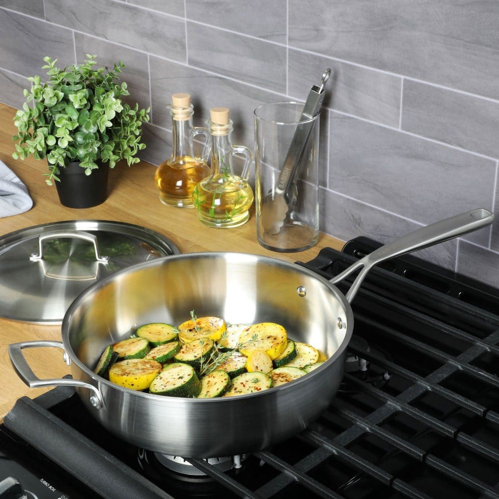 Babish 5-Quart Tri-Ply Stainless Steel Saute Pan with Lid - Cookware - Babish