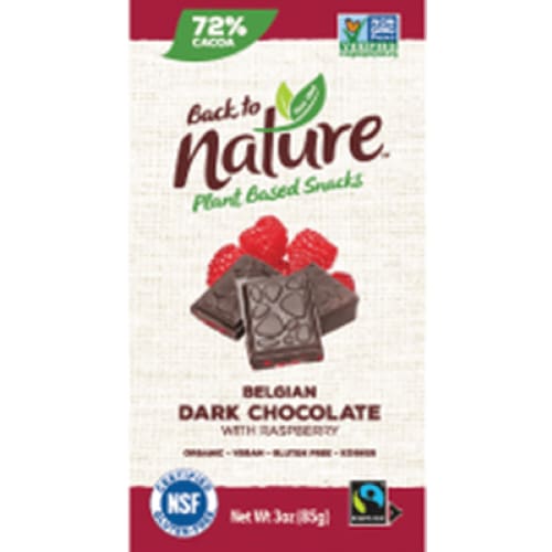 BACK TO NATURE Grocery > Refrigerated BACK TO NATURE: Dark Belgian Chocolate Bar With Raspberry, 3 oz