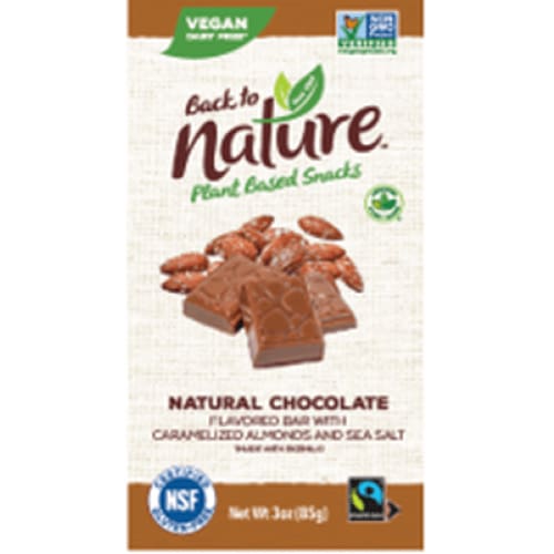 BACK TO NATURE Grocery > Refrigerated BACK TO NATURE: Natural Chocolate Bar Flavored With Caramelized Almonds and Sea Salt, 3 oz