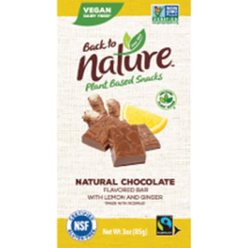 BACK TO NATURE Grocery > Refrigerated BACK TO NATURE: Natural Chocolate Bar Flavored With Lemon and Ginger, 3 oz