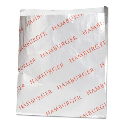 Bagcraft Foil Single-serve Bags 6 X 6.5 Silver Hamburger Design 1,000/carton - Food Service - Bagcraft