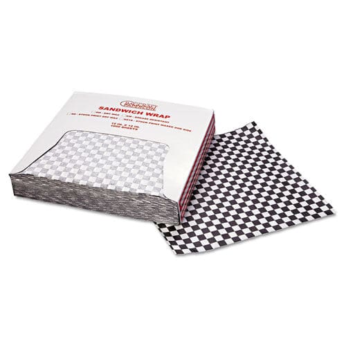 Bagcraft Grease-resistant Paper Wraps And Liners 12 X 12 Black Check 1,000/box 5 Boxes/carton - Food Service - Bagcraft