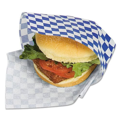 Bagcraft Grease-resistant Paper Wraps And Liners 12 X 12 Blue Check 1,000/box 5 Boxes/carton - Food Service - Bagcraft