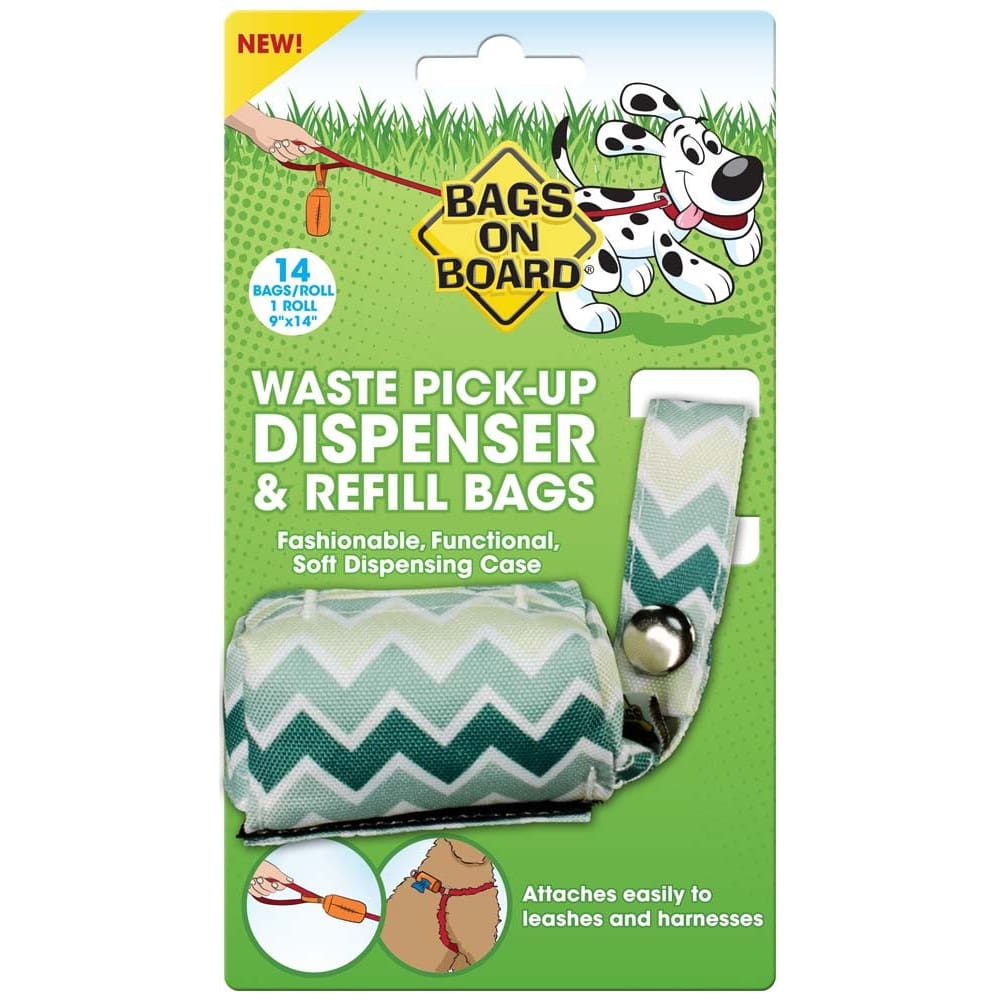 Bags on Board Fashion Waste Pick-up Bag Dispenser Green 14 Bags 9 in x 14 in - Pet Supplies - Bags on Board