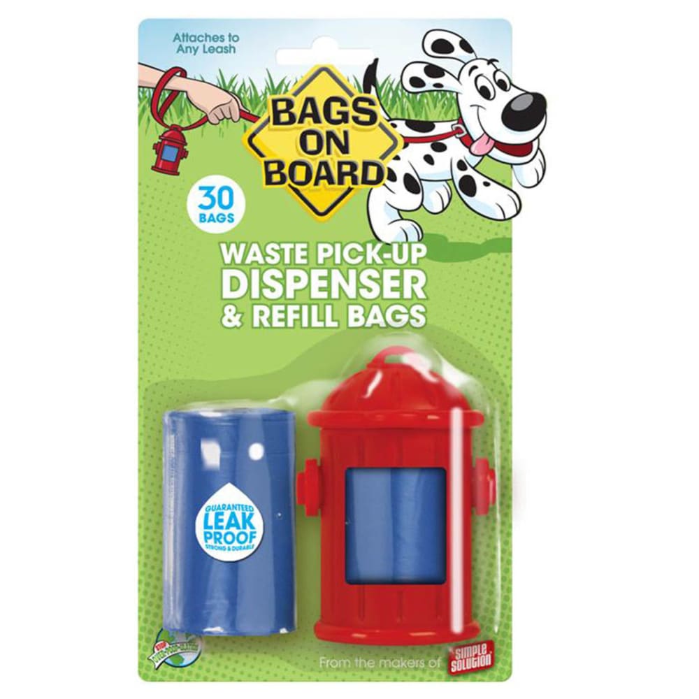 Bags on Board Fire Hydrant Waste Pick-up Bag Dispenser Red; Blue 2 rolls of 15 pet waste bags 9 in x 14 in - Pet Supplies - Bags on Board
