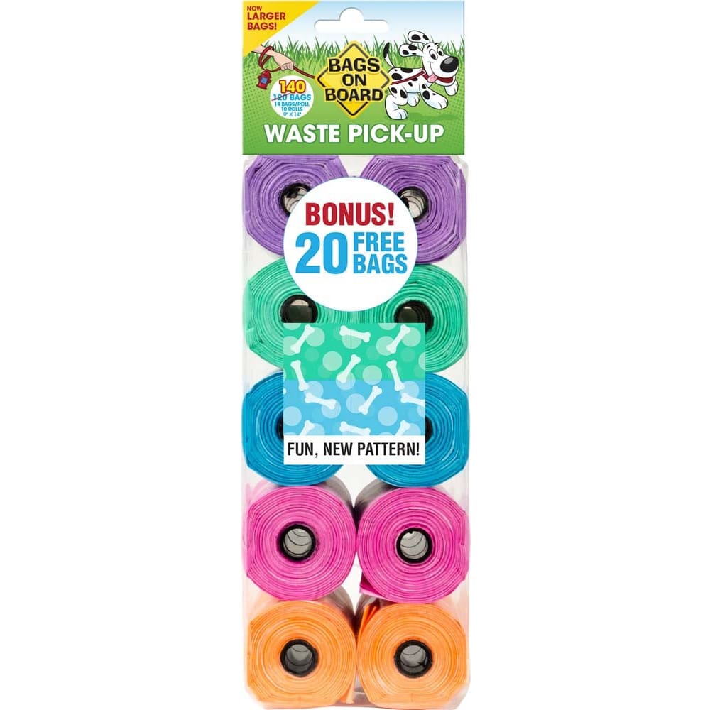 Bags on Board Waste Pick-up Bags Refill Green Purple Pink Blue 140 Count - Pet Supplies - Bags on Board