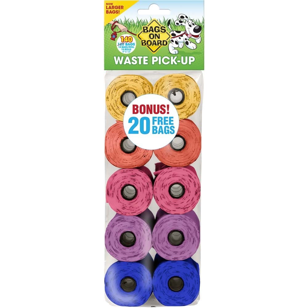 Bags on Board Waste Pick-up Bags Refill Yellow Pink Purple Blue 140 Count - Pet Supplies - Bags on Board