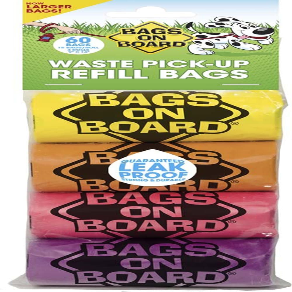 Bags on Board Waste Pick-up Bags Refill Yellow Pink Purple Blue 60 Count - Pet Supplies - Bags on Board