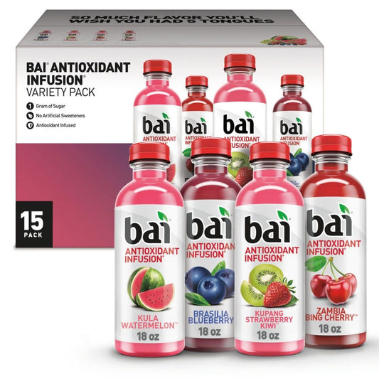 Bai Hillside Variety Pack (18 fl. oz. 15 pk.) - Bottled and Sparkling Water - Bai