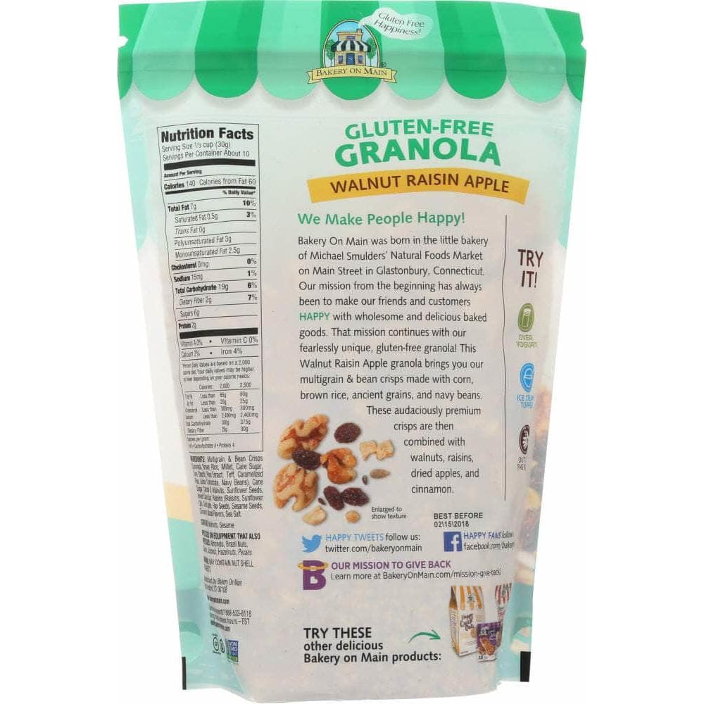 BAKERY ON MAIN Grocery > Snacks > Nuts BAKERY ON MAIN: Gluten Free Granola Apple Raisin Walnut, 11 oz