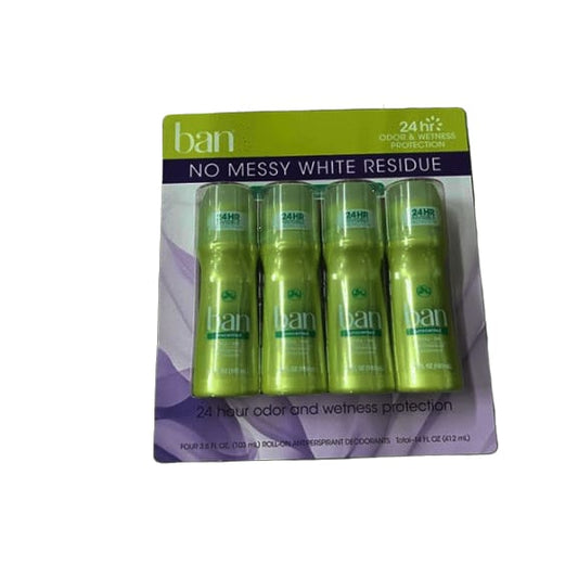 Ban Unscented Roll-On, 4 x 3.5 oz. - ShelHealth.Com