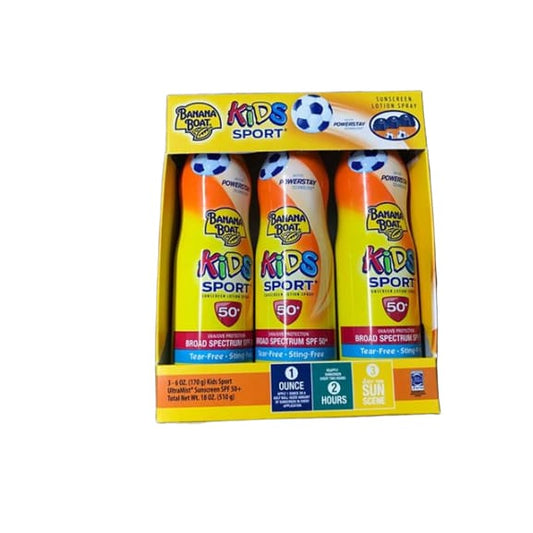 Banana Boat Kids Sport SPF 50+ Sunscreen Lotion Spray, 3 pk./6 oz. - ShelHealth.Com