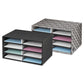 Bankers Box Decorative Sorter 8 Letter Compartments 19.5 X 12.38 X 10.25 Black/gray Pinstripe - School Supplies - Bankers Box®