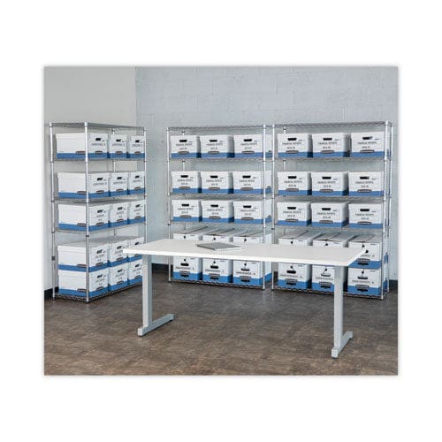 Bankers Box Hang’n’stor Medium-duty Storage Boxes Letter Files 12.63 X 15.63 X 10 White/blue 4/carton - School Supplies - Bankers Box®