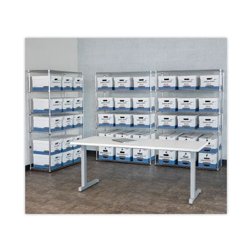 Bankers Box Hang’n’stor Medium-duty Storage Boxes Letter/legal Files 13 X 16 X 10.5 White/blue 4/carton - School Supplies - Bankers Box®