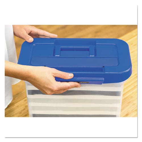 Bankers Box Heavy-duty Portable File Box Letter Files 14.25 X 8.63 X 11.06 Clear/blue - School Supplies - Bankers Box®