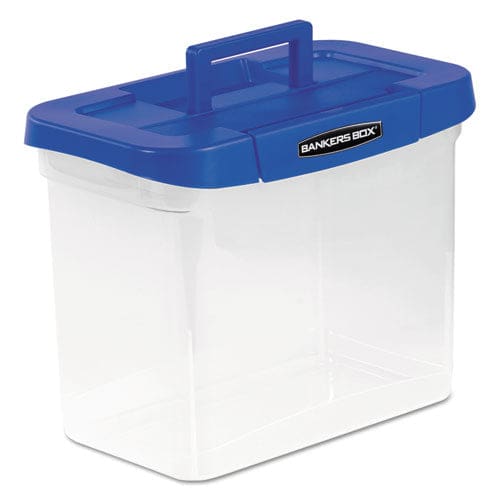 Bankers Box Heavy-duty Portable File Box Letter Files 14.25 X 8.63 X 11.06 Clear/blue - School Supplies - Bankers Box®