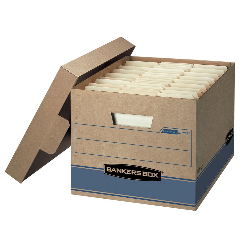 Bankers Box Heavy Duty Storage Boxes 10 x 12 x 15 (10 Pack) Kraft Brown - Portable Storage Boxes & Drawers - Bankers Box